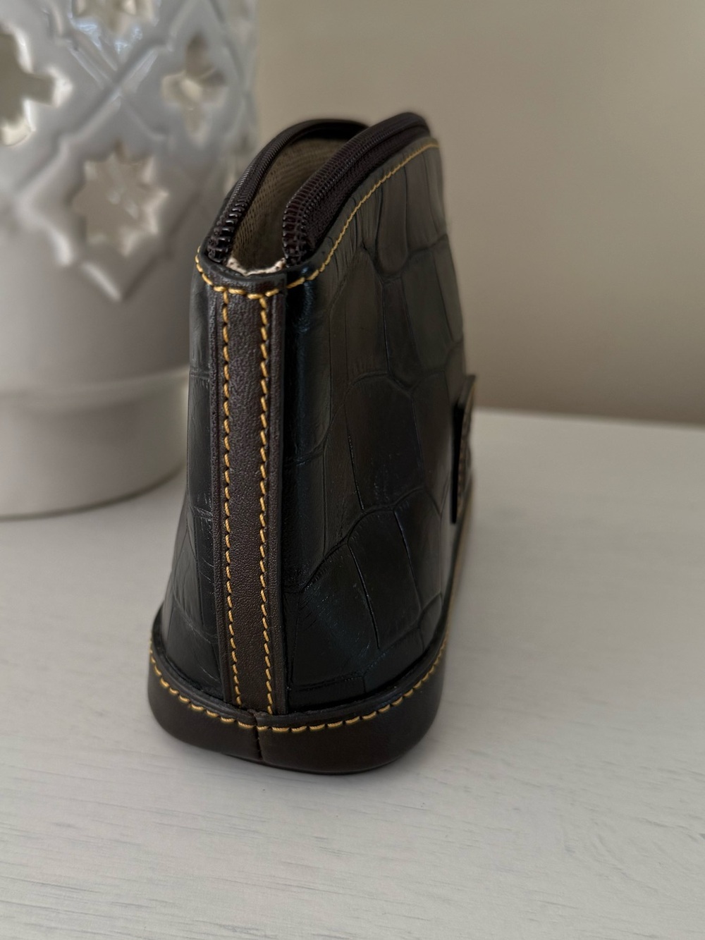 Dooney & Bourke Croc Embossed Leather Pouch Bag - Picture 7 of 11